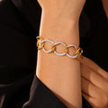 Gold Interlocking Oval Link Bracelet Rhinestone Pave Accents view 2