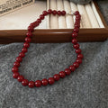 Red Glossy Round Bead Strand Necklace Eight Size Variants view 8