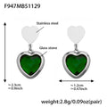 Heart Glass Stone Earrings Long Necklace Color Set view 8