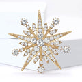 Large Layered Crystal Snowflake Brooch in Gold or Silver Tone view 4