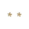 Cream Cat Eye Glass Five Petal Flower Stud Earrings view 5