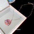 Silver Tone Pink Heart Crystal Pendant Necklace Fashion Jewelry view 4