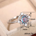 Silver Tone Rainbow Round Crown Ring with Polished Metal Finish view 5