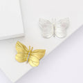 Matte Butterfly Brooch Crystal Spine Line Gold and Silver view 1