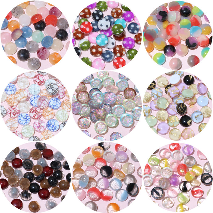 Assorted Round Resin Cabochons in Ten Color and Pattern Mixes