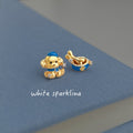 Gold Tone Blue Dog And Bone Asymmetric Stud Earrings view 4