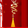 Pearl Chinese Dragon Keychains in Tassel and Plain Constructions view 7