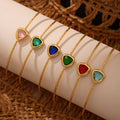 Gold Open Cuff Bangle Triangle Faceted Glass Stone view 4