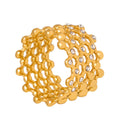Gold Openwork Mesh Lattice Ring Clear Crystal Accents view 5