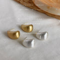 Brushed Chunky Curved Stud Earrings In Silver And Gold Tone view 4