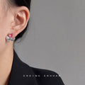 Pave Bow Light Purple Heart Crystal Stud Earrings Matching Pair view 3