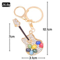 Rhinestone Guitar Keychain Cat Eye Beads Gold Clasp 3 Colors view 3