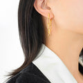 Double Oval Chain Link Drop Earrings Gold and Steel Tones view 4