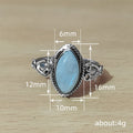 Pink Or Aqua Marquise Cabochon Filigree Ring In Antiqued Silver Tone view 4