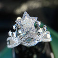 White Gold Tone Star Crown Pave Cocktail Ring Sizes 6-10 view 2