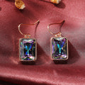 Rose Gold Tone Rainbow Rectangle Drop Hook Earrings view 2