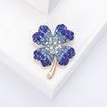 Crystal Four Leaf Clover Brooch in Green Blue or Red view 3