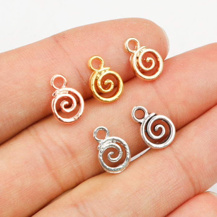 Spiral Swirl Metal Jewelry Charms in Six Finish Options