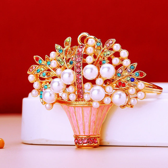 Crystal Bouquet Keychains in Pink and Blue Pictured Colors