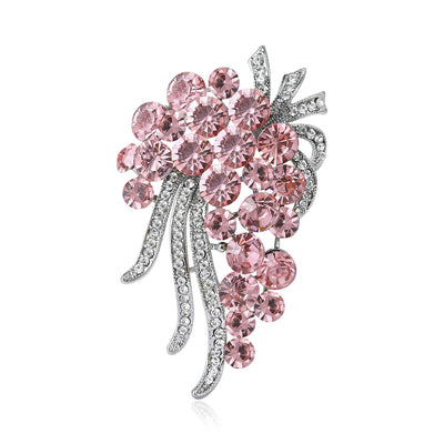 Crystal Flower Spray Brooch on white background