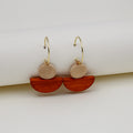 Gold Hoop and Layered Wood Look Semicircle Drop Earrings view 3
