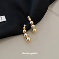 Graduated Silver Tone Metal Ball Drop Stud Earrings view 3