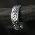 Wide Engraved Floral Scroll Band Ring In Polished Silver Tone view 4