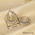 Ribbed Chunky Oval Hoop Earrings Polished Statement Fashion Jewelry view 4