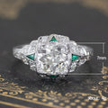 Silver Cushion Clear Center Ring Green Triangle Accents view 5