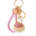 Round Pearl Handbag Keychains with Fortune Braided and Plain Loop Options view 5