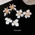White Floral Crystal Earrings in Three Gold and Silver Styles view 4