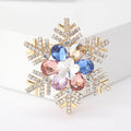 Crystal Snowflake Brooch with Blue or Multicolor Floral Center view 6