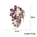 Rhinestone Flower Leaf Brooch Purple or Blue Petals view 5