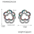 Flower Double Sided Zircon Clip Earrings Gold Steel view 6