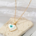 Gold Tone Enamel Winged Heart Evil Eye Pendant Necklaces view 4