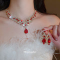 Gold Teardrop Rhinestone Necklace Earring Set 2 Colors view 4