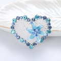Pearl Heart Brooch Enamel Flower Blue or Pink Rhinestones view 6