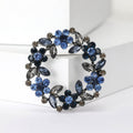 Round Leaf and Crystal Wreath Brooch in Four Mixed Palettes view 2