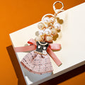 Pearl Bead Mini Dress Keychains in Polka Dot Pink Black Cream and Assorted Styles view 7