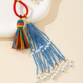 Beaded Tassel Bag Charm Pendant With Pearl Trim Seven Colors view 3