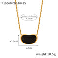 Tiger Eye Black Stone Oval Bean Pendant Necklaces Gold Steel view 6