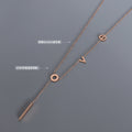 Love Letter Y Tassel Bar Pendant Necklace Rose Gold Steel view 4