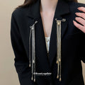 Safety Pin Multi-Chain Tassel Brooches Teardrop Ends Two Tones view 1
