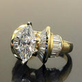 Marquise Solitaire Baguette Fan Ring In Polished Gold Tone view 2