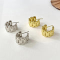 Chunky Watch Link Hoop Earrings in Gold and Silver Tone view 2