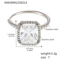 Large Clear Zircon Halo Open Ring Stainless Gold Or Steel Size 7 view 6
