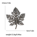 Crystal Maple Leaf Brooch in Antique Gold and Silver Tone view 7