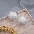 Pink and Green Gold Crackle Round Statement Stud Earrings view 2