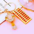 Ruyi Abacus Keychains in Red Gold and Green with Clasp and Braided Loops view 7