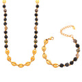 Gold Mariner Link Faceted Bead Necklace Bracelet Set view 5